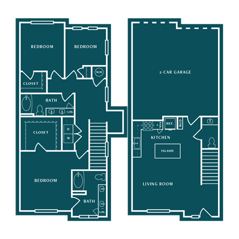 Floor plan for 3 beds, 2.5 baths, 1695 sqft